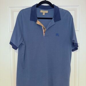 Burberry Navy and Beige Polo Shirt